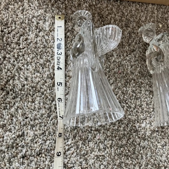 2 Vtg Crystal Glass Praying Angels 7¼"Tall Candle Holders-Avon - Picture 5 of 6